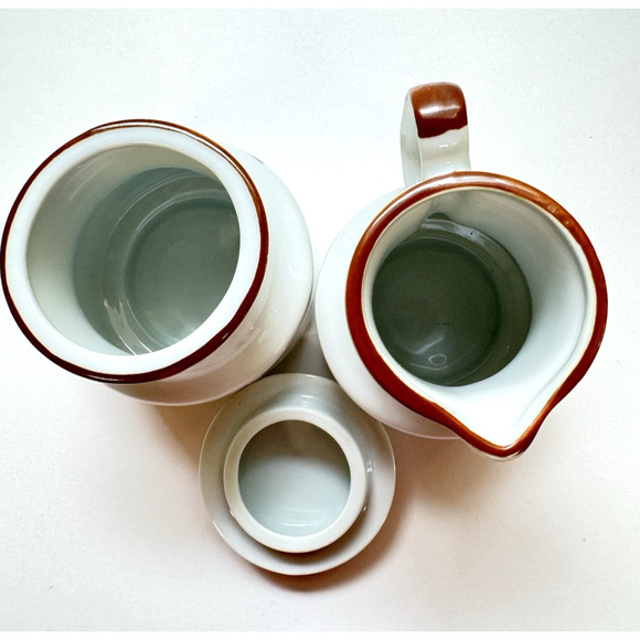 MCM Handgemalt Stoneware Creamer and Sugar Canister Vintage Brown Floral - Picture 4 of 8